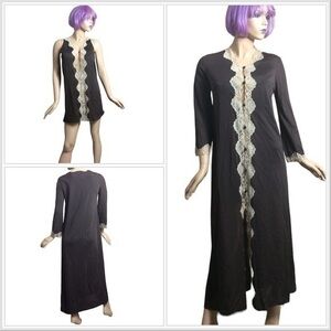 60s Vintage Emilio Pucci 2 piece nightgown and robe. Small. Brown lace